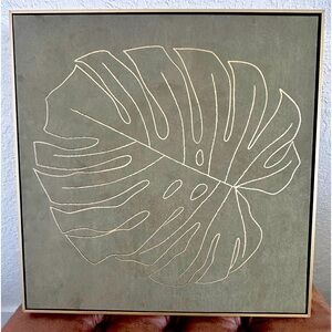 VELVET OLIVE GREEN/GOLD LEAF WALL ART